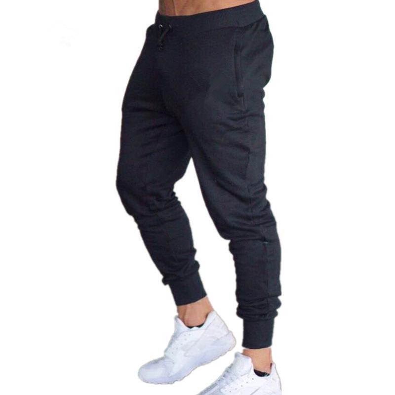 Men's Slim-Fit Cuffed Running Pants - Solid Color, Lightweight Fitness & Casual Wear for Spring & Autumn