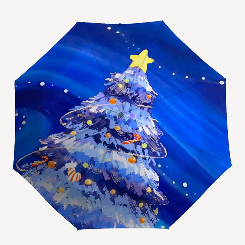 

1pc Christmas Tree One Umbrella And a Plastic Handle, Compact And Stylish, with a Vibrant Cartoon Pattern, Perfect for All Seasons, Home, Travel