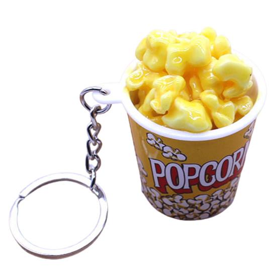 Creative Simulation Popcorn Bucket Keychain Mini Snack Cup Key Ring Pendant Gift