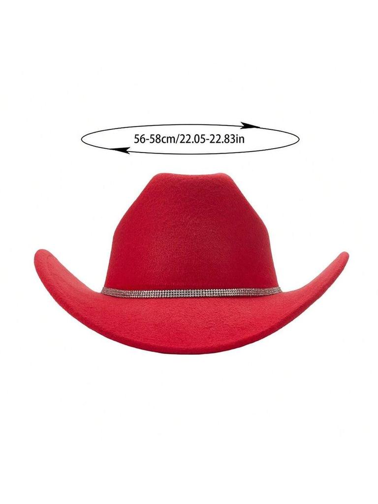Pink Rhinestone Western Cowgirl Hat Wide Brim Fedora For Adults