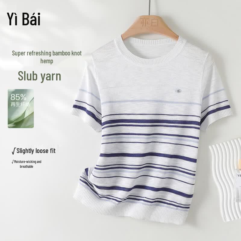 Yibai Women s Striped Breathable Knit T-Shirt L