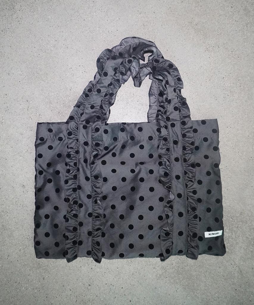 Kimimi Big Frill Dot Shoulder Bag Deep Gray