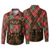 Men’s 3D Printed Plaid Long Sleeve Shirt with Vintage Pattern Relaxed Fit Button Down Collar for Festivals Parties and Outdoor Activities