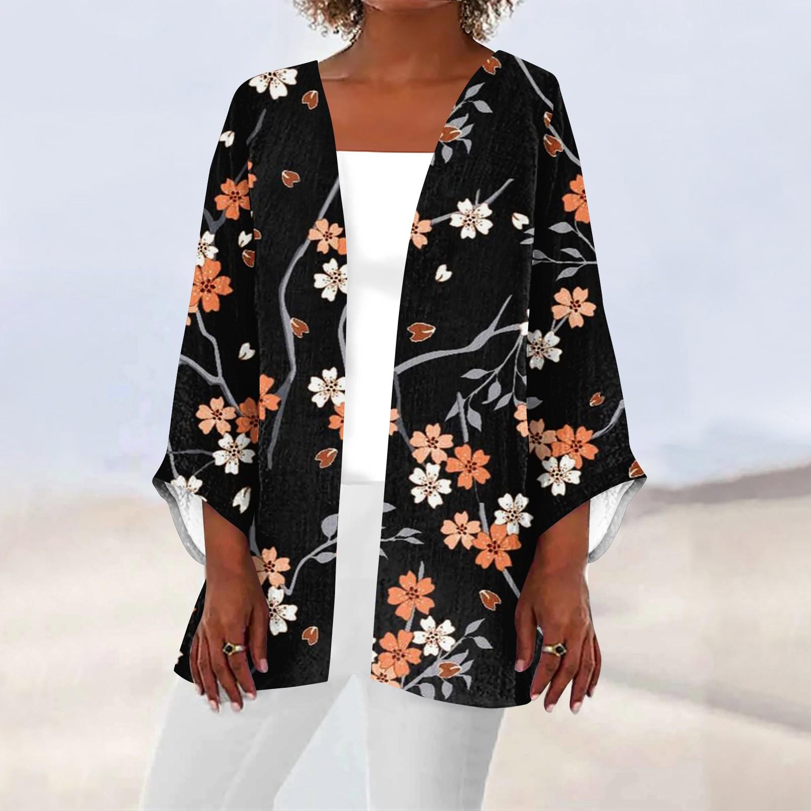 

Женская повседневная модная легкая куртка средней длины с принтом в стиле ретро, ​​кардиган XXL