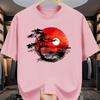 Men's Summer Pure Cotton Fashionable Casual Loose Fit Printed Round Neck Short Sleeved T-shirt Top