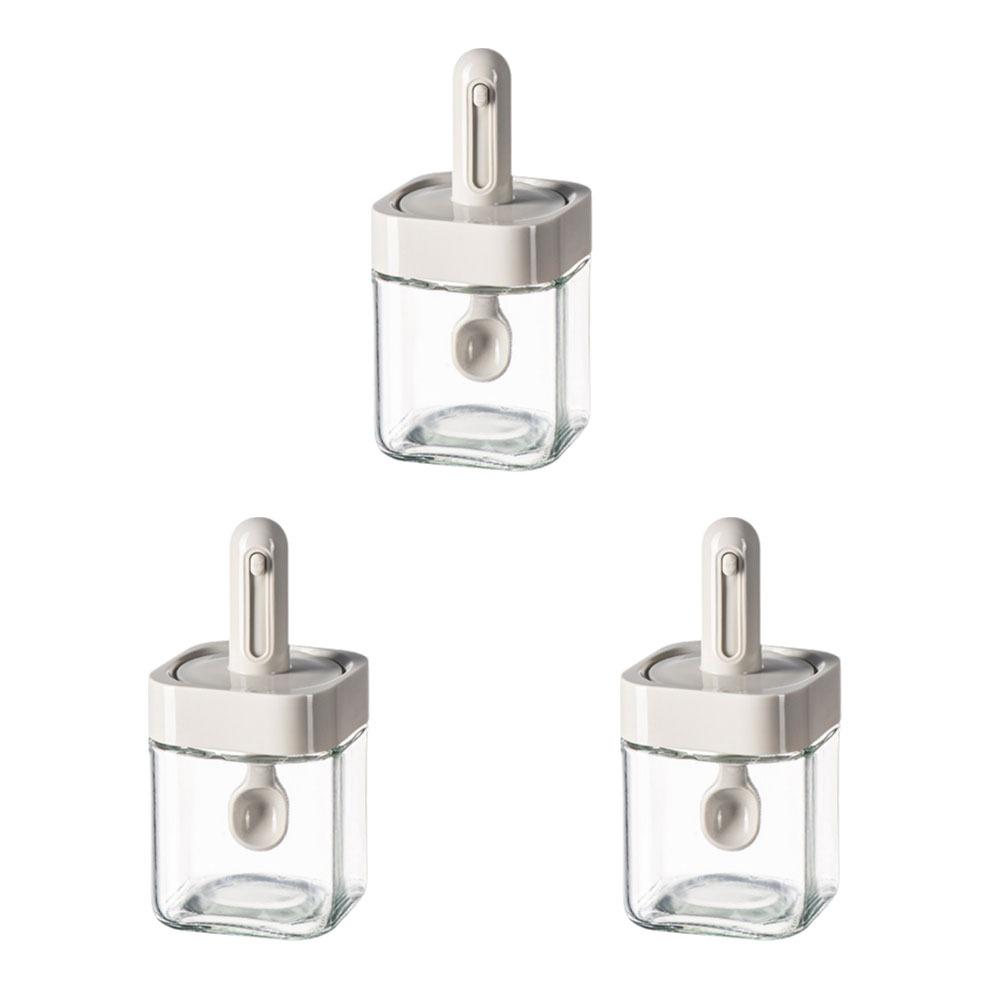 3Pcs Leakproof Glass Seasoning Bottle Moisture-Proof Spice Jar Portable Salt Container  for Home