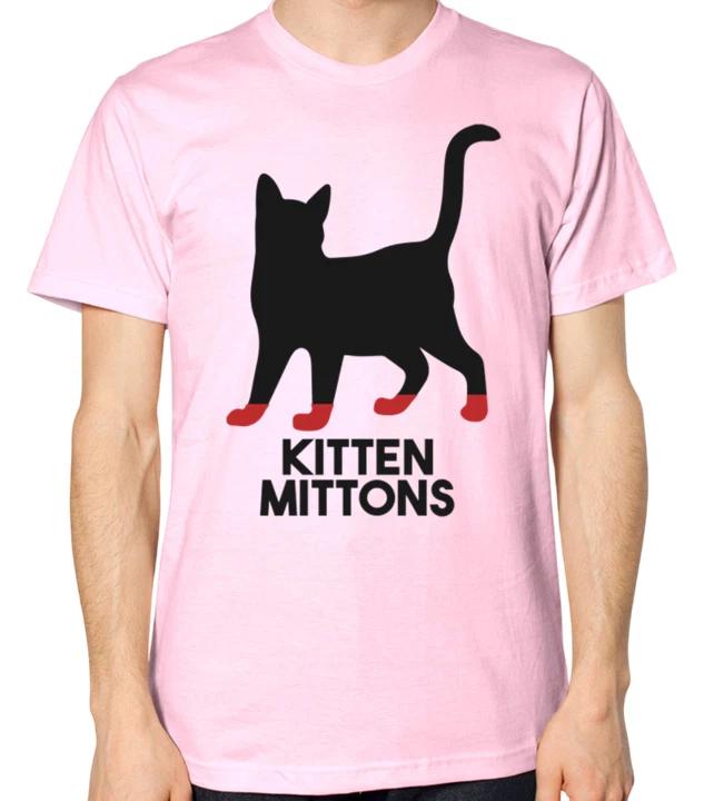 Kitten Mittons T-Shirt Men Women Unisex Funny Cat Mittens Top S