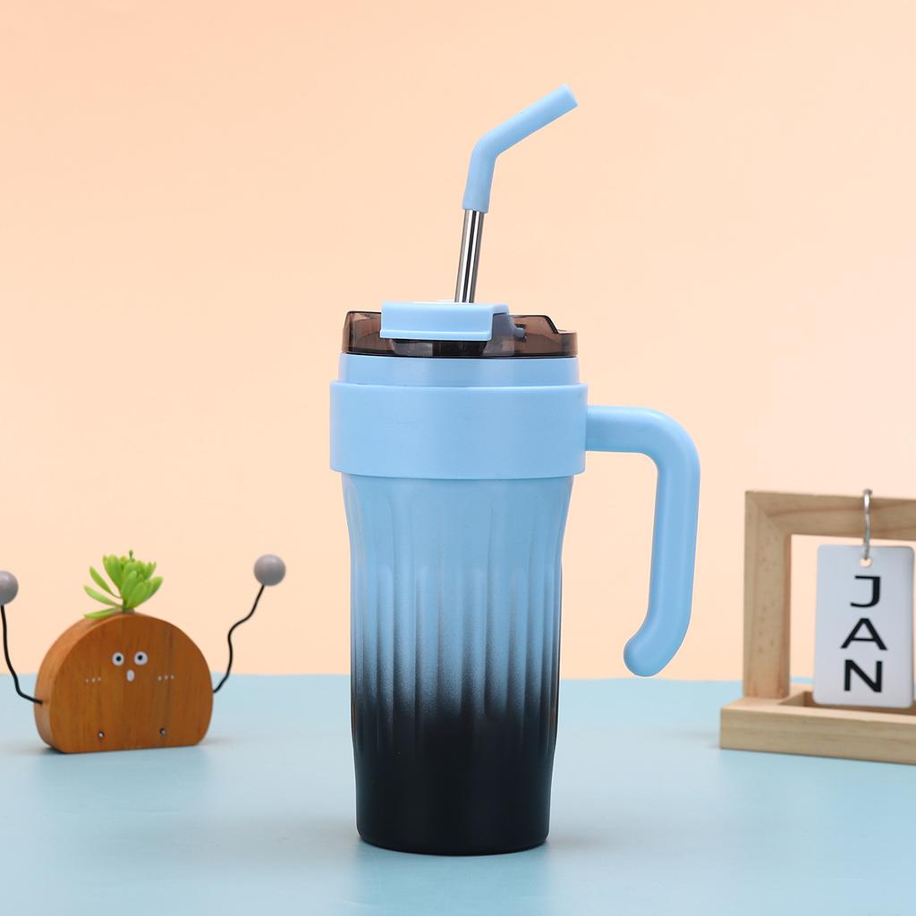 New Gradient Steel Thermos Cup Girls Handy Straw Cup Dopamine Strap Handle Car Cup Durable Durable Useful Useful