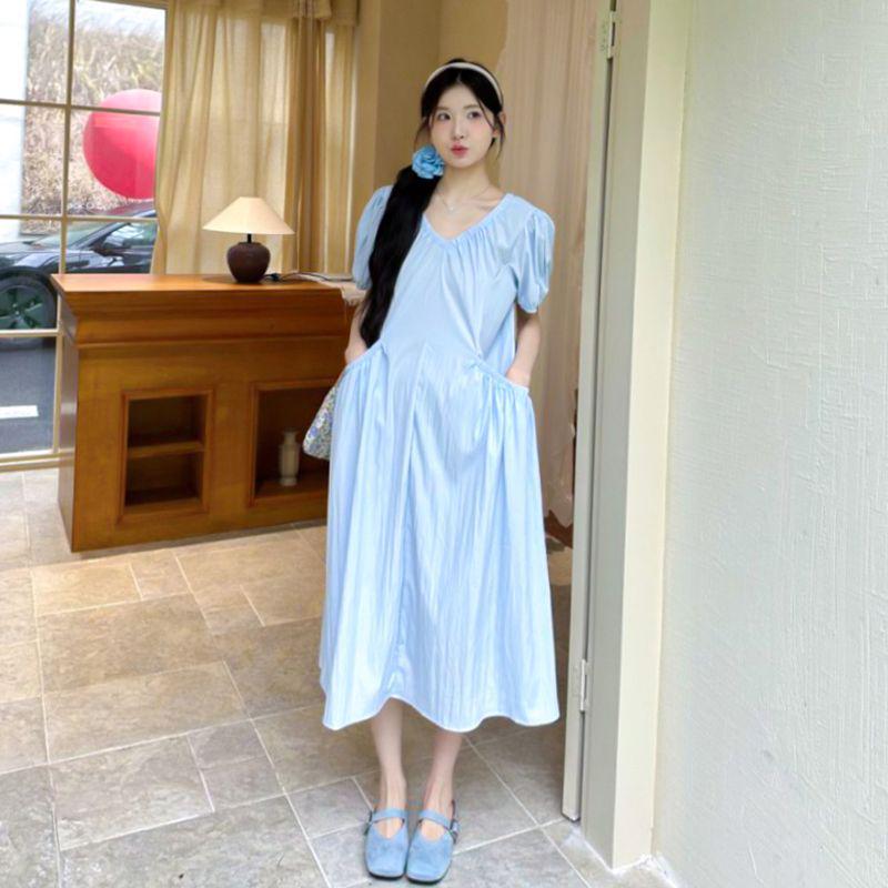 2026 Summer Maternity A-Line Dress: Fresh & Versatile Style with Elastic Waist M
