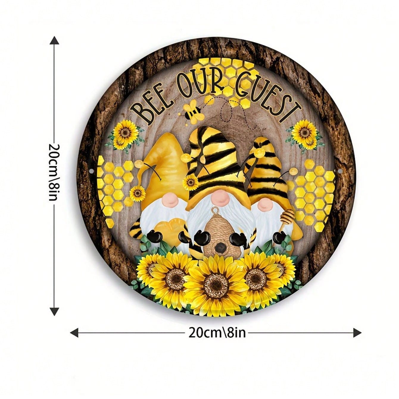 

Vintage Metal Sign Bee is our guest Flower Wreath Wall Decor Home Plaque 20x20