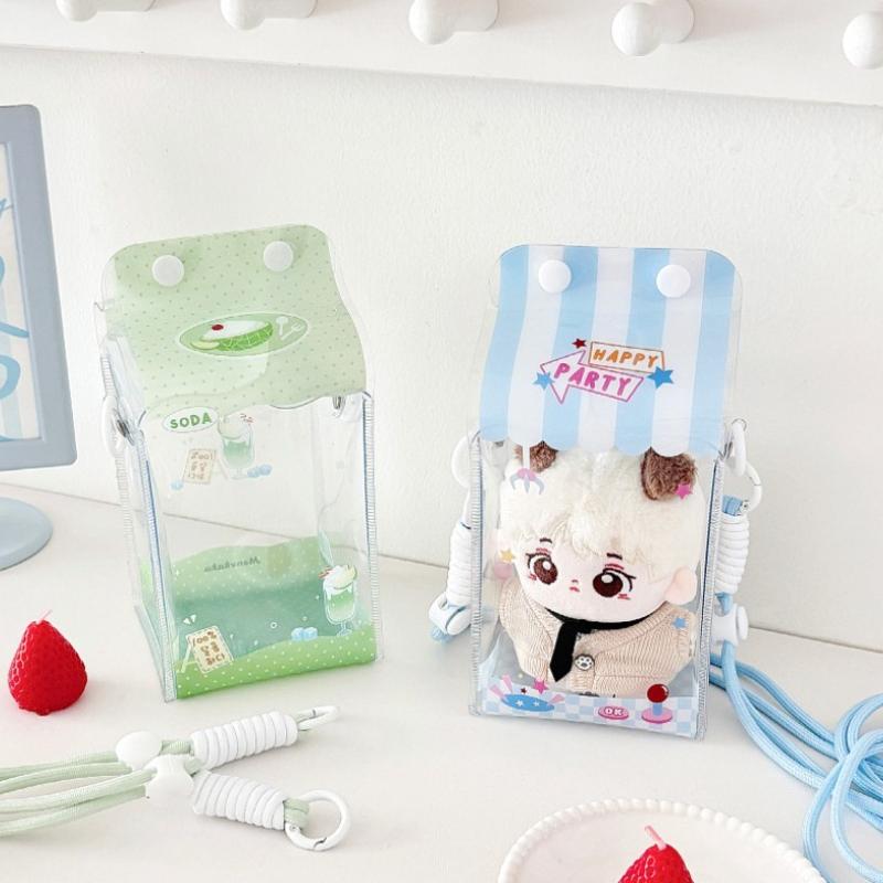 Kawaii Dessert PVC Storage Bags for Girls Cute Doll Storage Bags with Lanyard Plush Doll Display Shoulder Bags Wholesales 2025