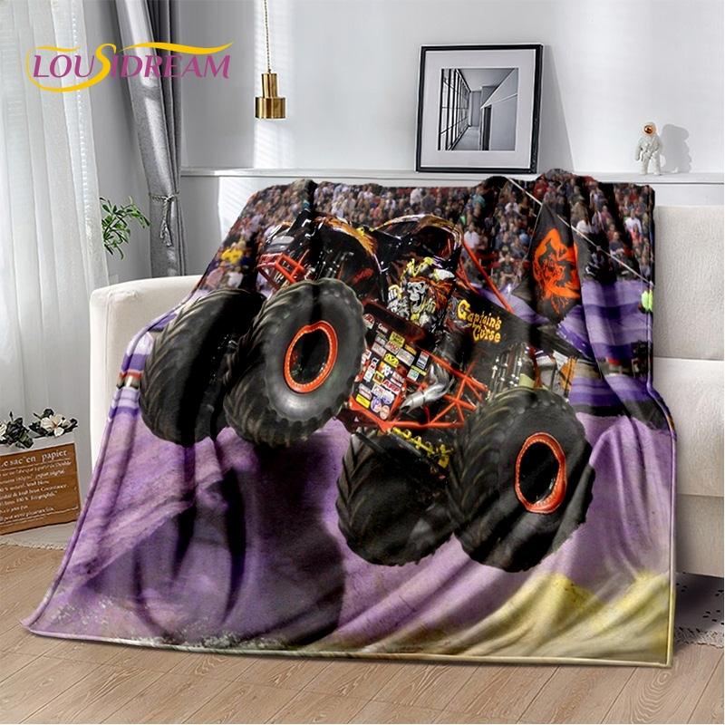 Monster Truck 3D Monster Jam Cartoon Soft Blankets,Keep Warm Throw Blanket Comfortable Blanket for Picnic Beds Sofa Home Bedroom