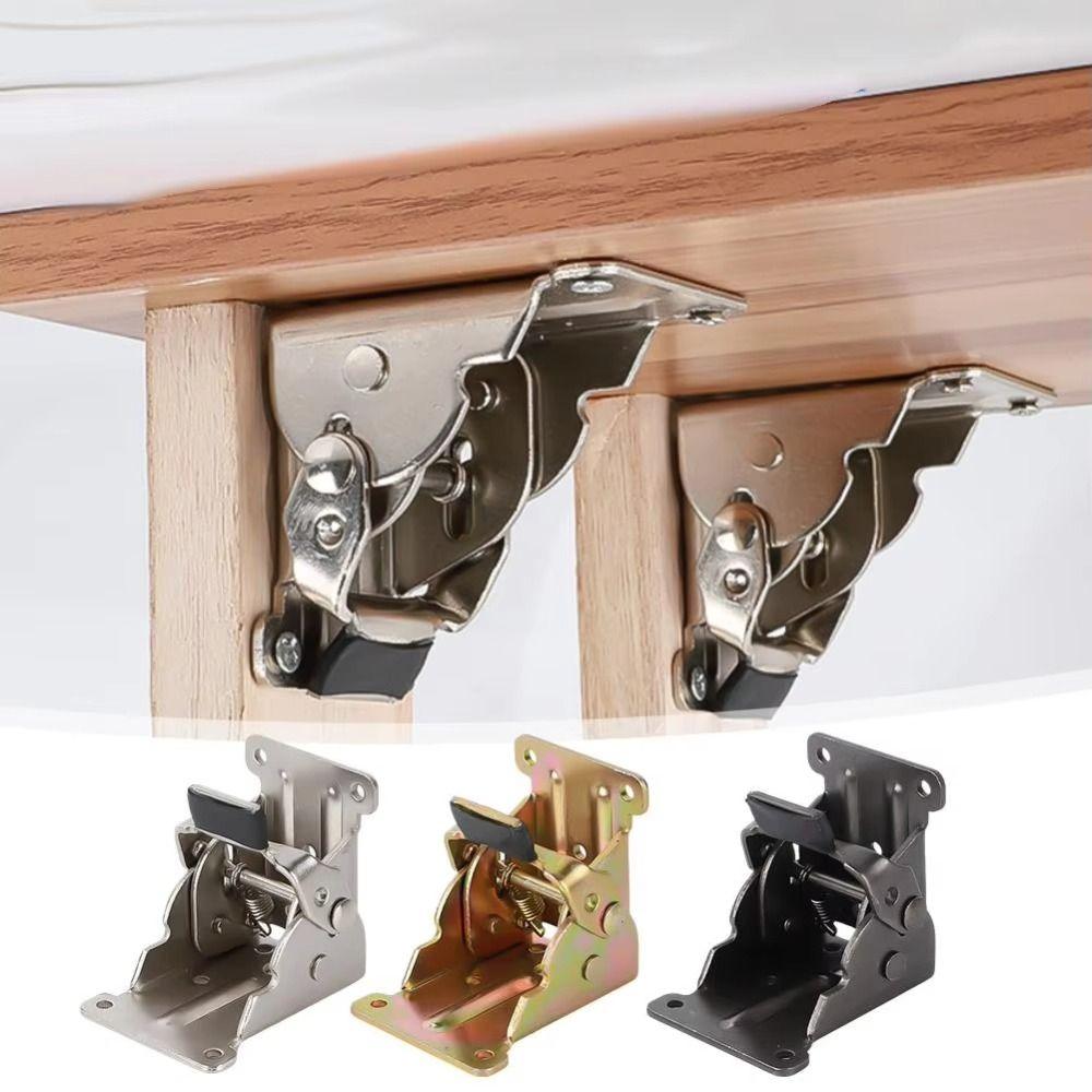 Steel Construction Self-Locking Hinge 90 Degree Folding Furniture Brackets Bed Leg Support