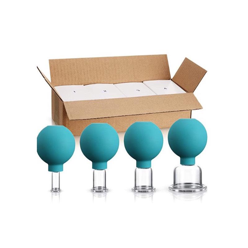 Four-Piece Glass Cupping Set with Suction Cups in Gift Box.