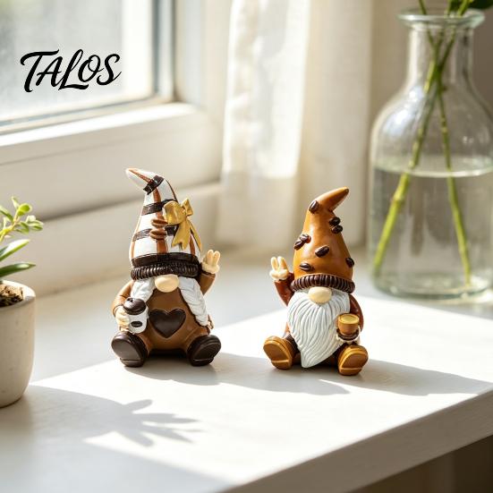 Whimsical Desk Ornaments Mini Resin Coffee Gnome Ornaments, Sitting Bean Goblin Figurines, Cute Statue for Shop Kitchen Shelf Tabletop Decorations