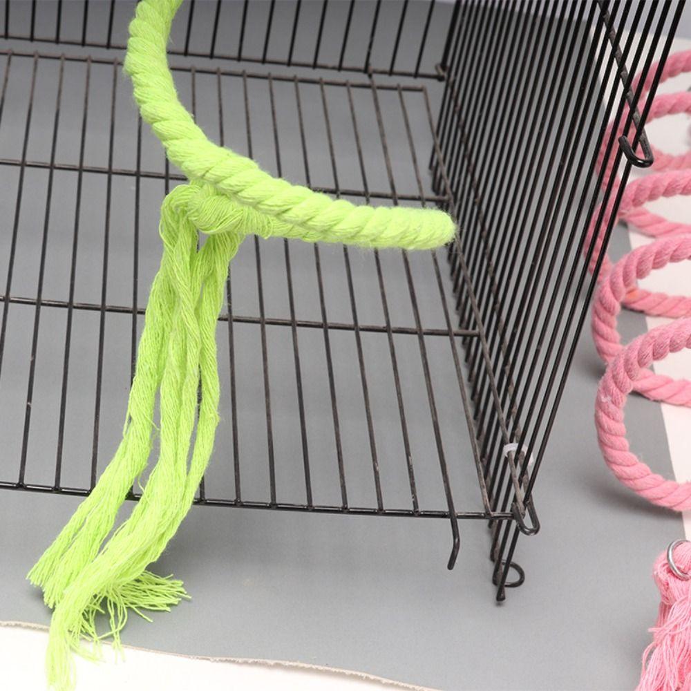 Flexible Budgie Chew Toy Cotton Parrot Bell Stand Perch Cotton Rope  Cockatiel Swing Bite