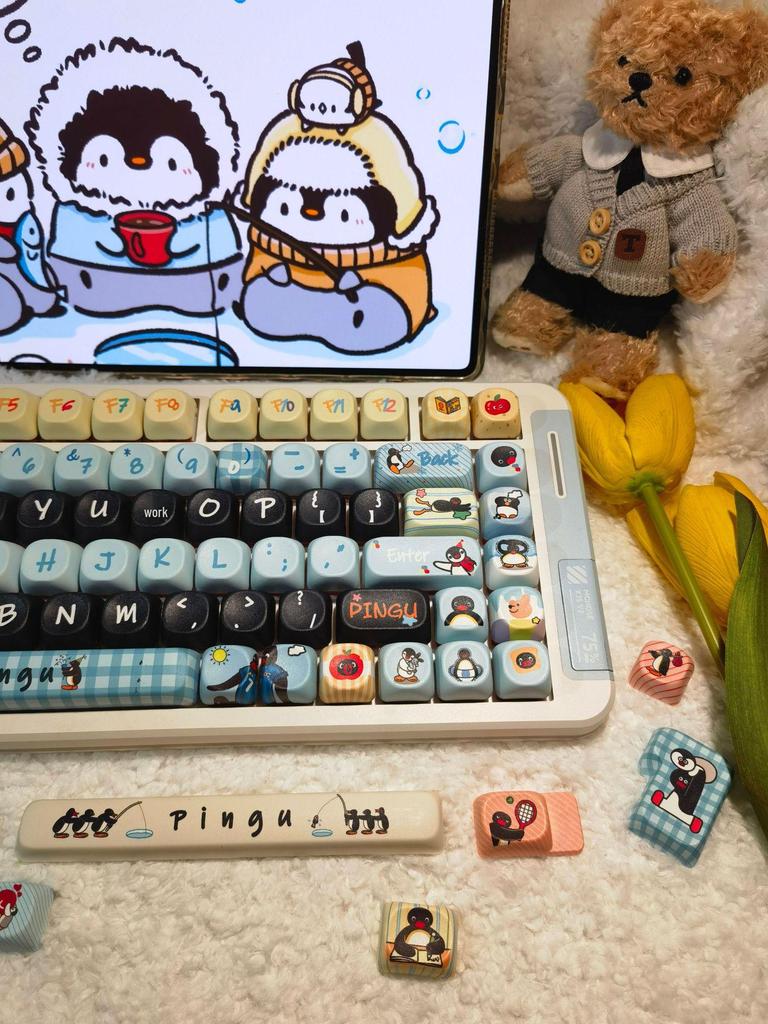 Pingu Keycaps DIY Cute Cartoon Girl for Mechanical Keyboards (87/98/108 Keys)