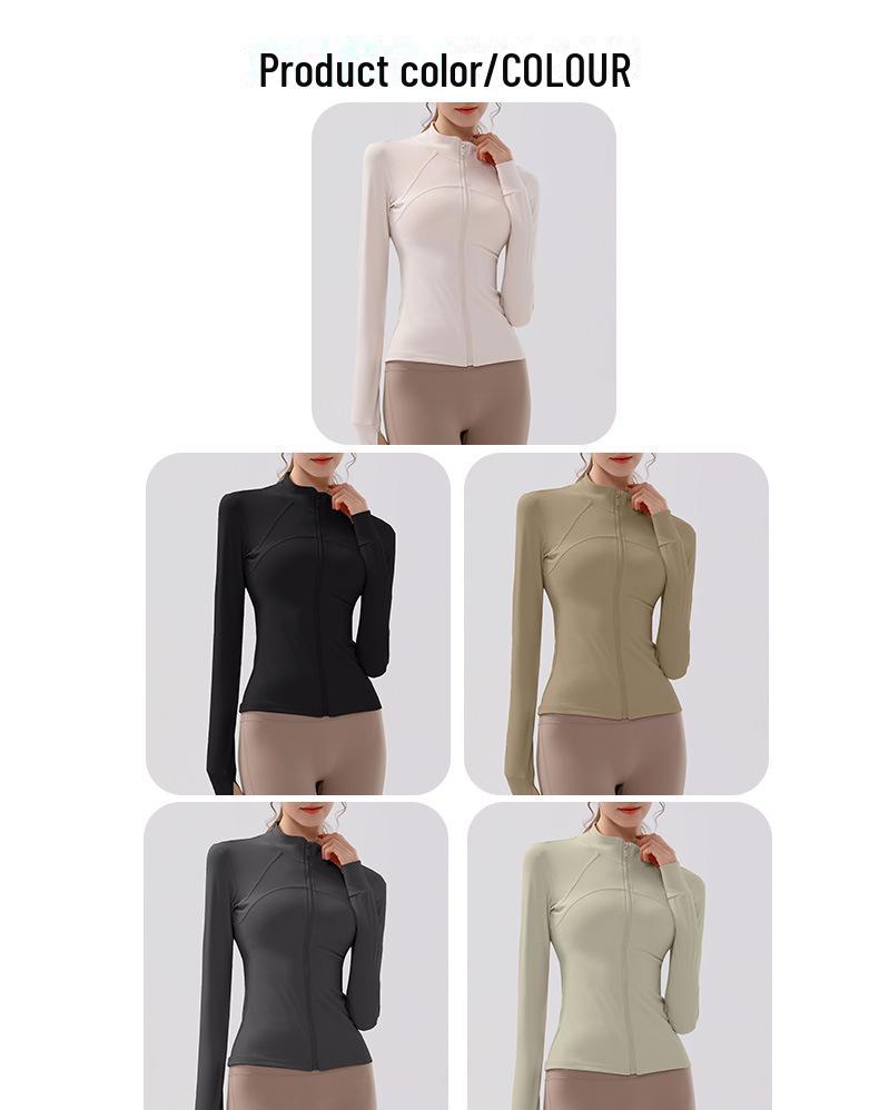 Samt-Reißverschluss Langarm Yoga- und Fitnessjacke für Herbst/Winter Training & Radfahren