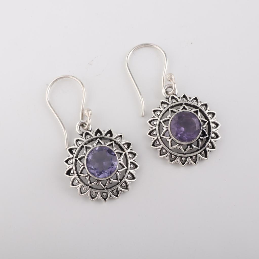 Iolite Gemstone 925 Sterling Silver Jewelry Handmade Drop/Dangle Earrings 1.57" CE-19-11