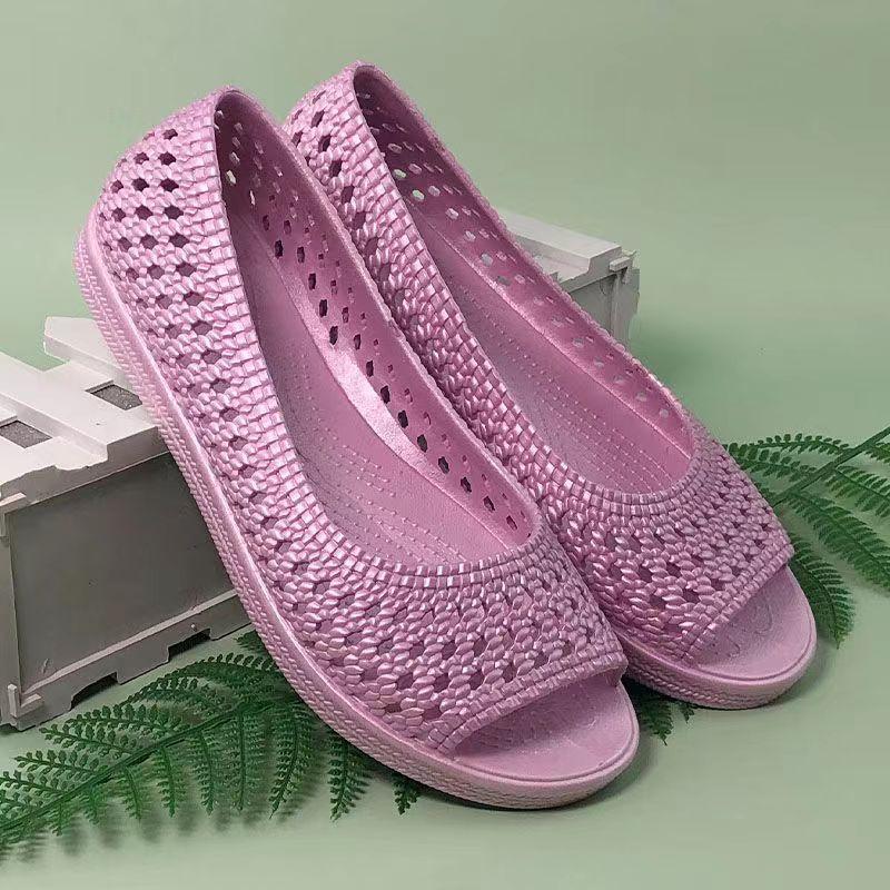 

Женские летние повседневные сандалии с открытым носком и открытой ногой на толстой подошве, нескользящие, дышащие, повседневные пляжные сандалии с открытым носком 38 фиолетовый