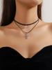 Vintage Black Lace Rose Necklace Bracelet Ring Set Women's Dinner Party, Dark Wind Neck Chain Bracelet
