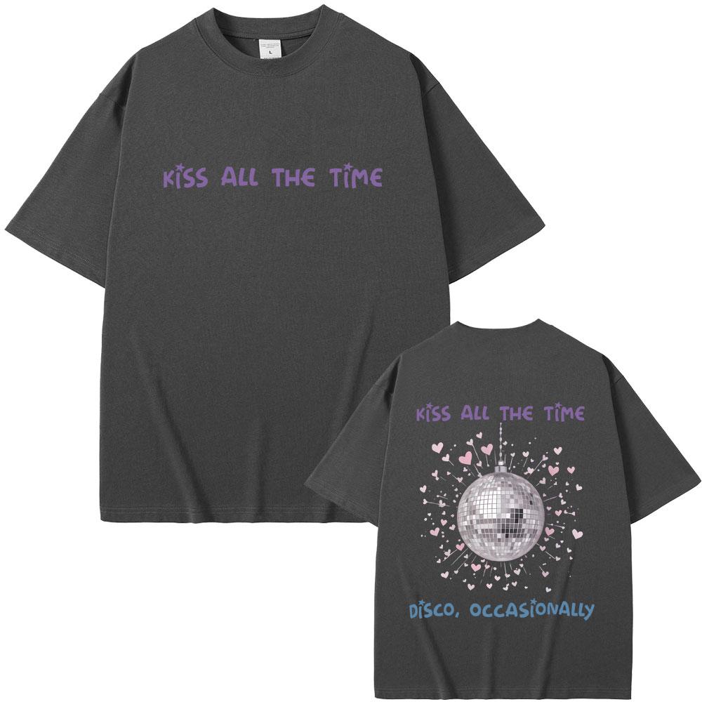 Limited New Album Kiss All The Time Disco Occasionally Graphic Tshirt Unisex Women Hip Hop Fashion Oversized T Shirts Streetwear