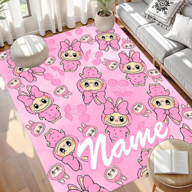 Custom Name Personalized Labubu Print Carpet, Versatile Home Decor Rug, for Playroom, Apartment, Balcony, Entryway, Hallway Gift