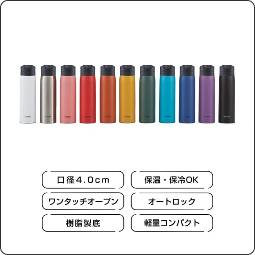 [WEB Exclusive] Tiger Thermos (TIGER) 500ml Water Bottle, Hot Water Compatible, One-Push Stainless Steel Bottle, Easy To Use with One Hand, Keeps Hot