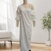 Women's Summer Dress One Shoulder Long Sleeve Cocktail Party Dress Casual Bodycon Ruched Wrap Split Maxi Dress with Pockets