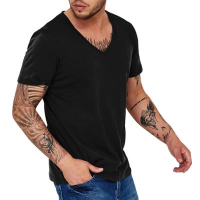 T-shirt de sport d'été décontracté personnalisé à col en V pour homme 2024