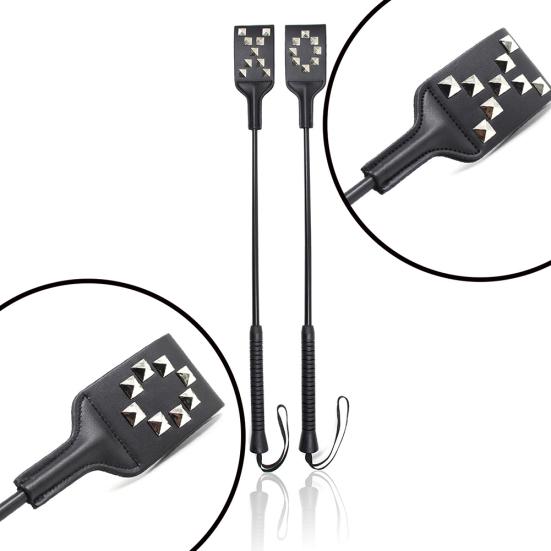 Long Handle Faux Leather Riding Crops BDSM Bondage Spanking Paddle Whips Sex Toy