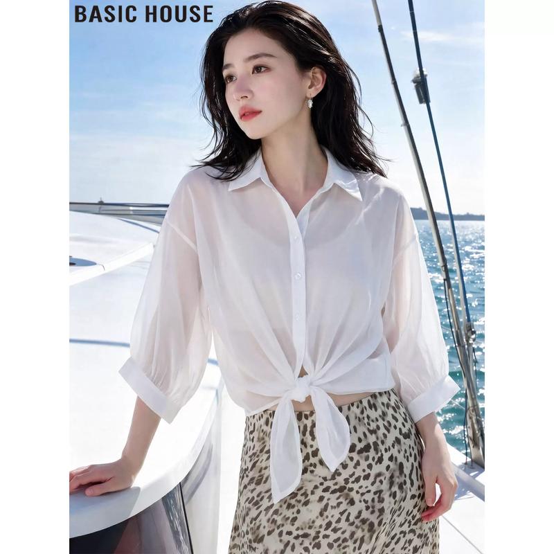 Basic House Women s Ice Silk Long-Sleeve Sun Protection Cardigan One Size