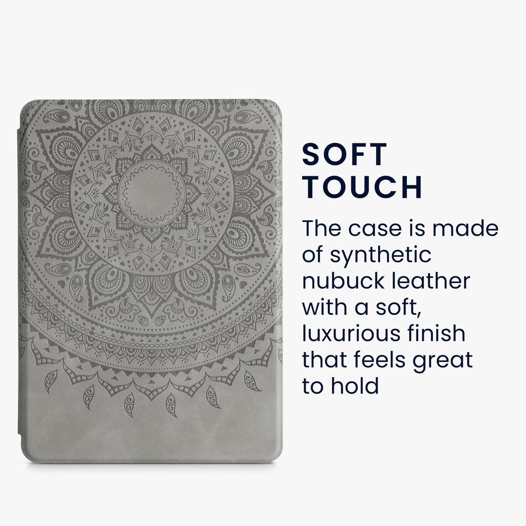 Kwmobile Case for Amazon Kindle Paperwhite Generation 2021 Nubuck Leather Sleeve with Indian Sun Design 11. - E-Book