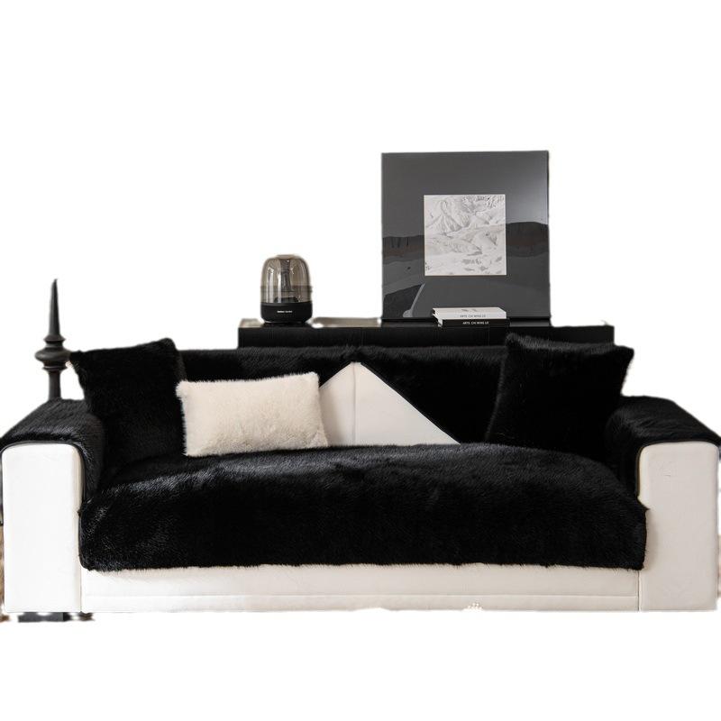 Mink fleece sofa cushion  new winter plush thickened seat cushion warm fleece sofa cover backrest cover cloth towel