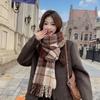 New Type of Enlarged Winter Plover Versatile Plaid Scarf for Women Thickened Couple Tassel Student Warm Scarf for Men