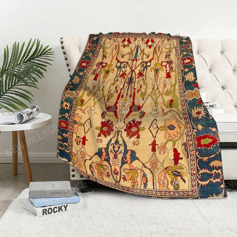 Bohemian Pattern Digital-printed Polyester Bedroom Velvet Flannel Cover Blanket Fleece Soft Sofa Cover Blankets for Beds