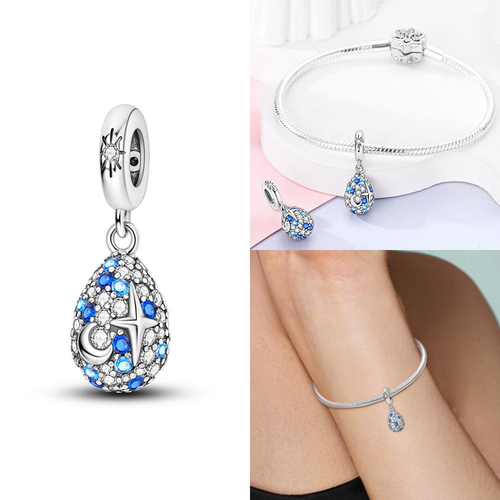 Broken Bird Egg Dragon Eggs In Blue Ice Beads Charms Fit Bracelet Diy Friend Gift Children'S Day Diy Necklace Women