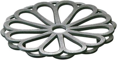 17030 Nambu Cast Iron Kettle Stand, Chrysanthemum Design, Large, Black