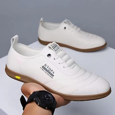 1 Paar Herren Stylische Schnür-Sneaker - Lässige Sneaker, Gummisohle, Runde Zehenpartie, Bequemes PU-Obermaterial, Geeignet für Freizeitkleidung und Laufen