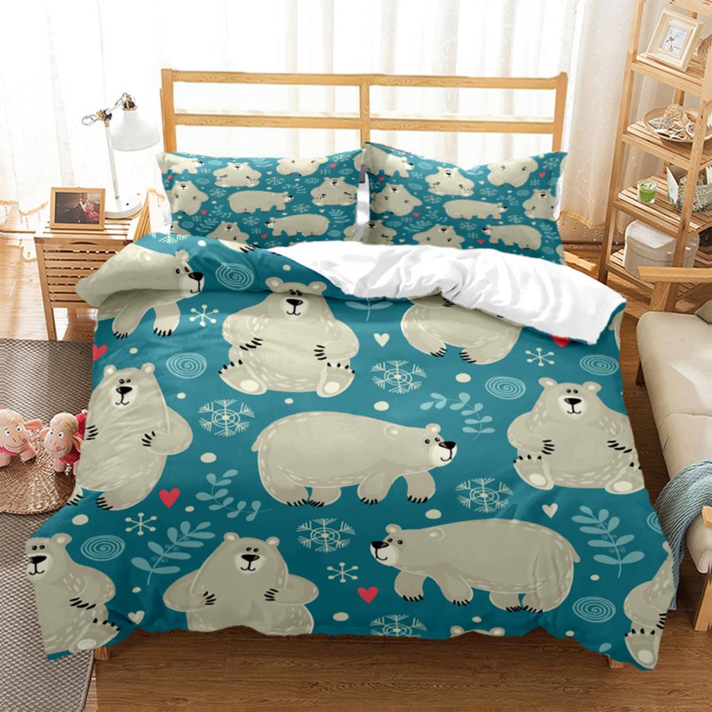 Cartoon Little Bear HD Print Bedding SetKing Size Bedding Setgirl's Bed Double Bed Duvet Covers Pillowcase Bedding Set