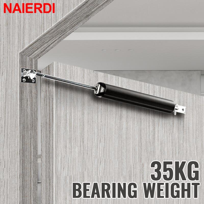NAIERDI Automatic Door Closer 35kg Aluminum Alloy Soft Closing Adjustable Gas Spring 100 Degree Positioning Stop Door Hardware
