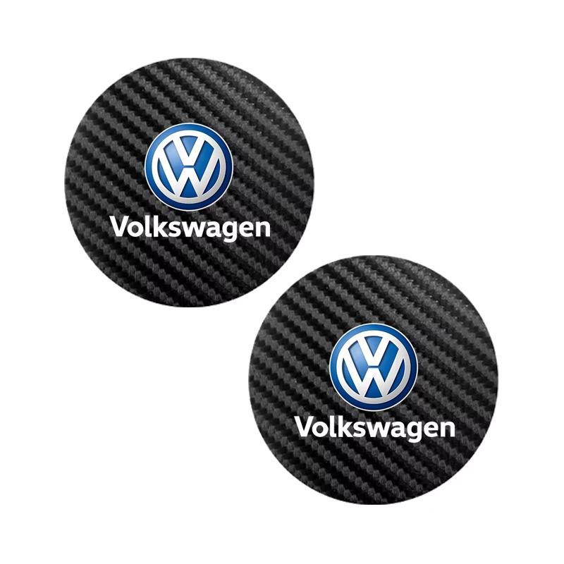 2Pcs Leather Coaster Anti-noise Water Cup Pad Cushion For Peugeot For VW GTI Polo Golf MK7 Passat B6 B8 Tiguan ID.3 Jetta T-ROC. D444