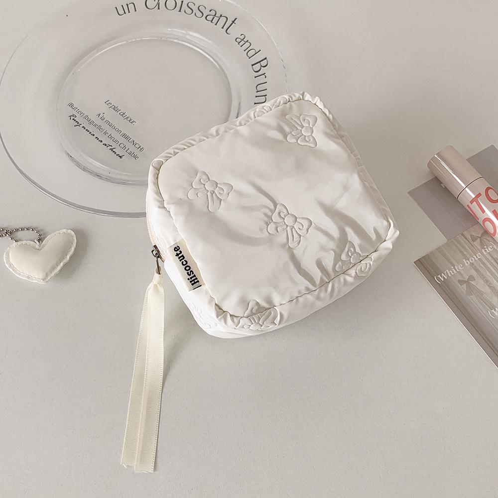 Chic Embossed Small Bow Makeup Bag & ID Wallet