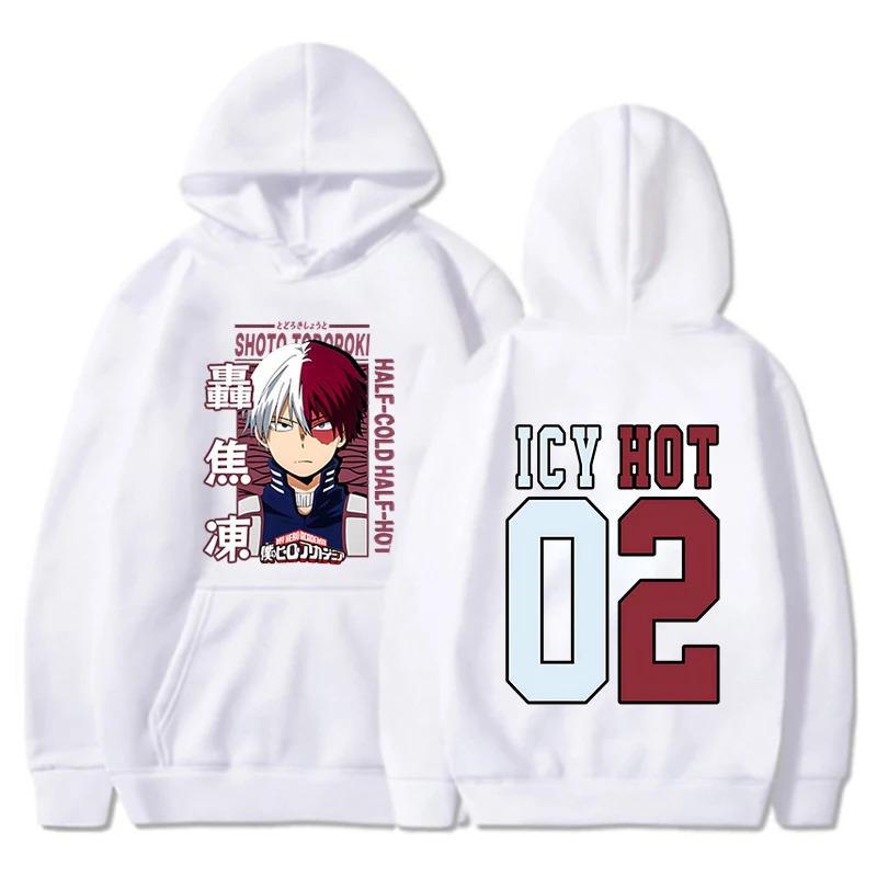 

Новая толстовка с капюшоном Todoroki Shoto Print для женщин S белый