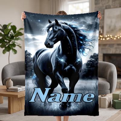 Vivid Horse Custom Flannel Blankets Soft Warm Cozy Throws for Home Decor Holiday Gifts