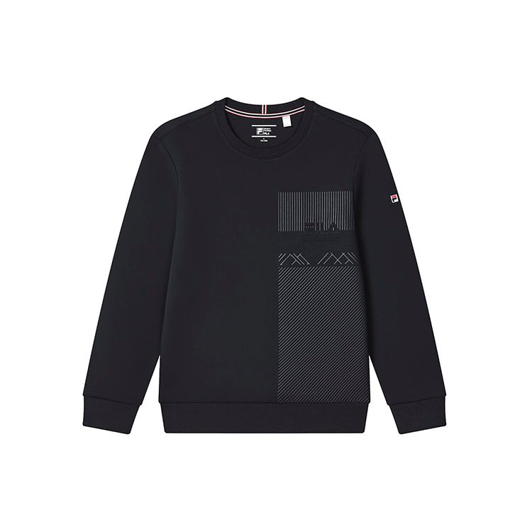 FILA Solid Color Logo Embroidered Knit Pullover Sweatshirt Men sweatshirt Legendary-Blue F11M311210F-NV