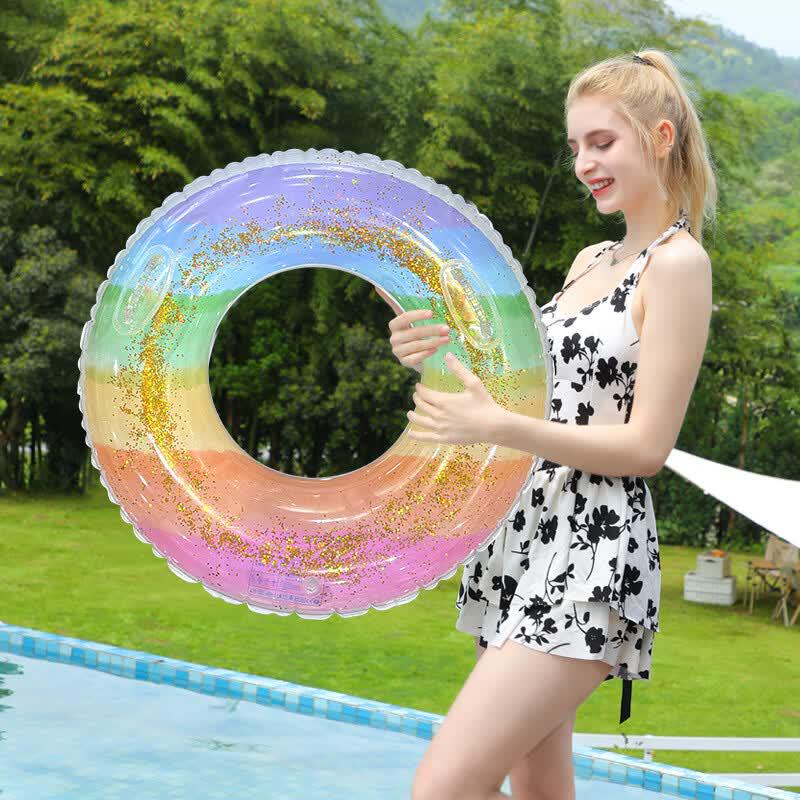 Colorful Sequin Kids  Inflatable Swimming Ring with Handles