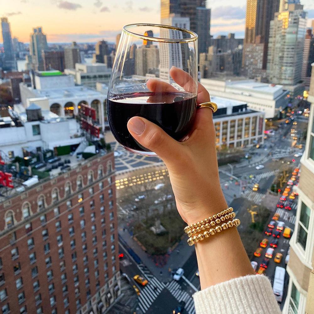 Hot-selling Bracelet Simple Round Bead Bracelet Gold Retro American CCB Elastic Beaded Bracelet