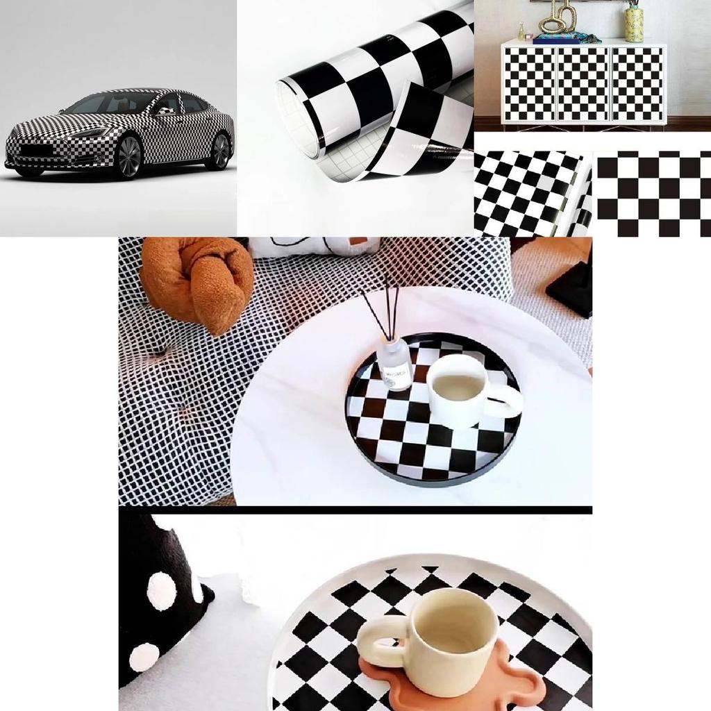 Naklejki Wzór Szachownicy Czarno-Białej Błyszcząca Powierzchnia Dekoracja Samochodowa Na Motocykle I Powierzchnie Kuchenne