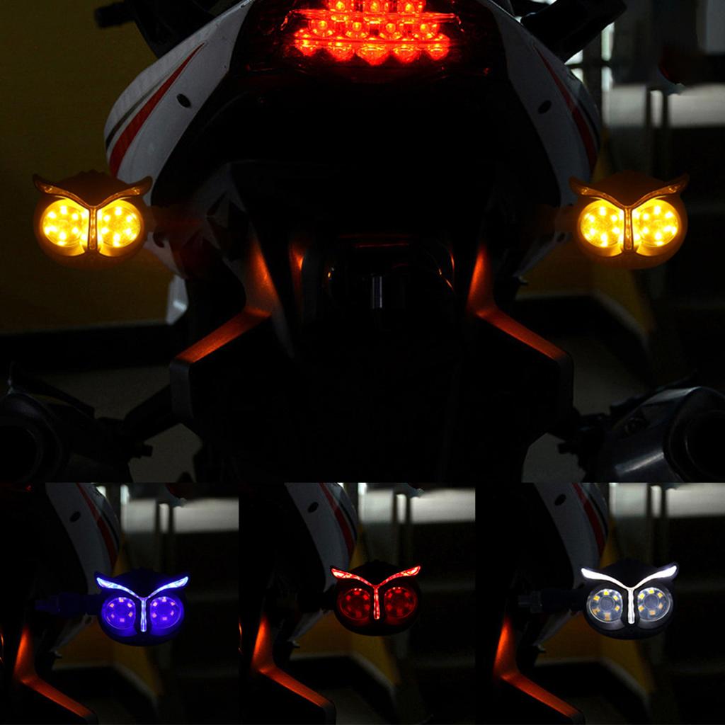 2PCS Owl Style Motorcycle Headlight Turn Signals Light Dual Color Motorcycle Driving Light Headlight Moto Front/Rear Light